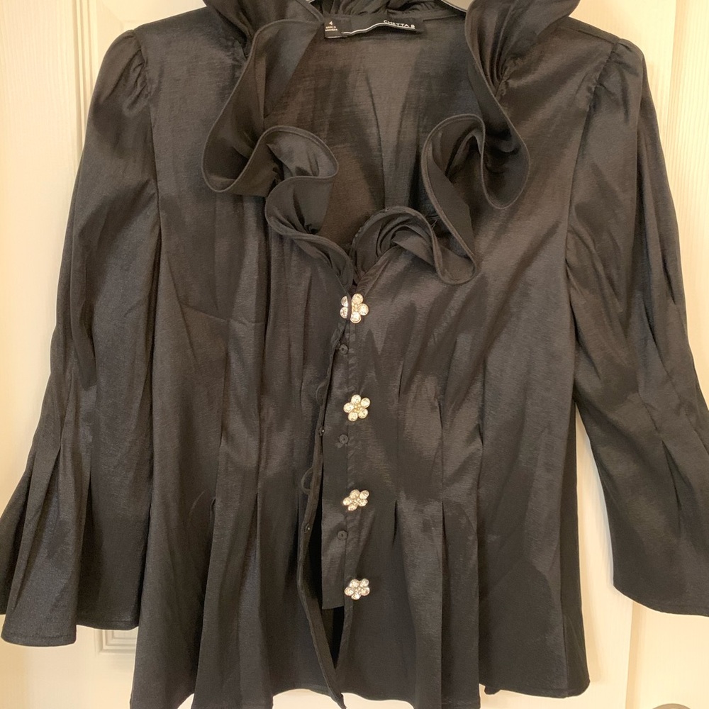 Beautiful black rhinestone dress blouse